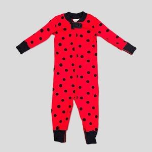 Hanna Andersson Red and Black Polka Dot Kids One Piece Sleeper - Size 6-12M